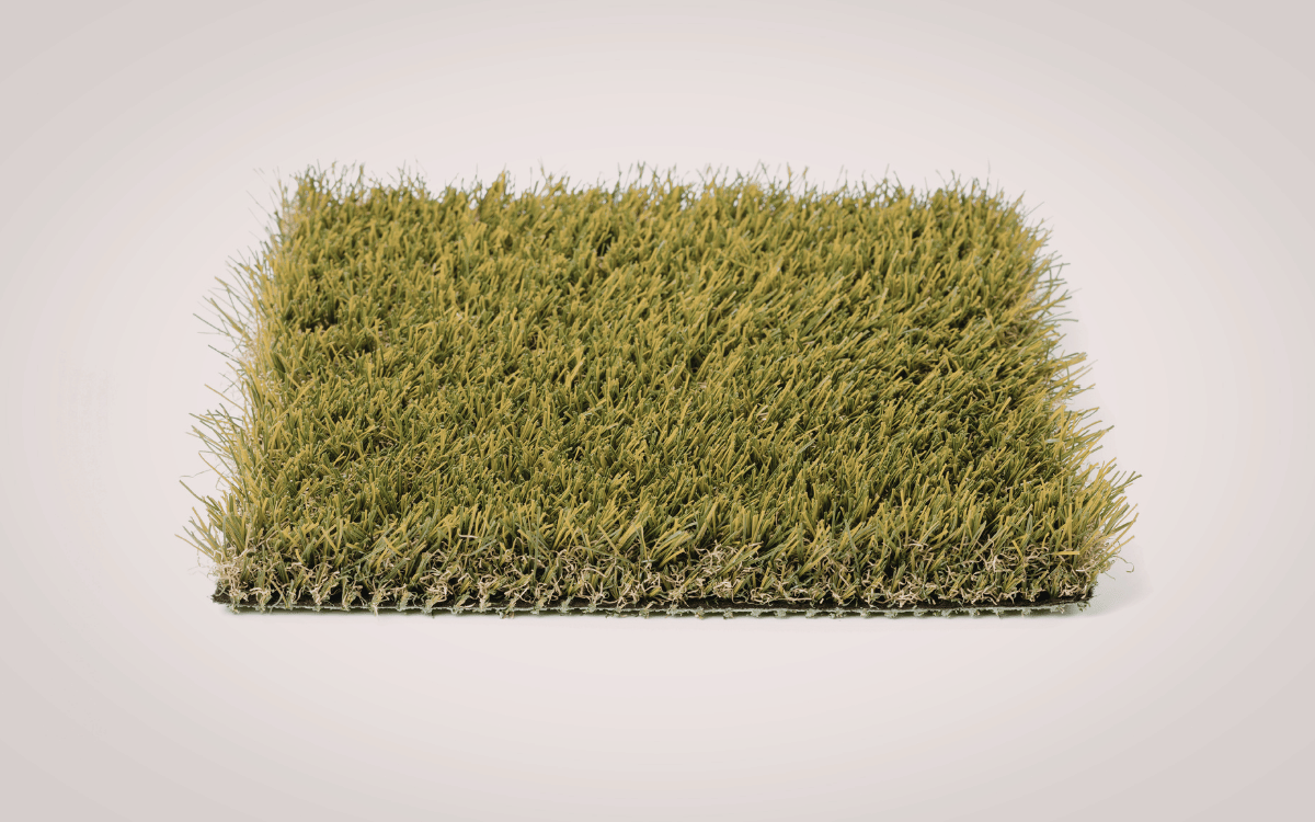 Detalle de fibras de césped artificial de alta calidad y textura realista