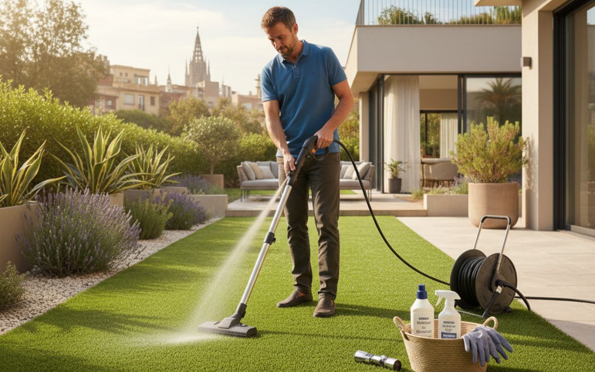 limpiar el césped artificial 